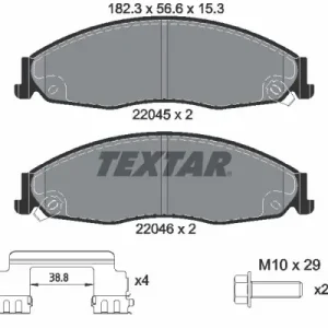 Zestaw klocków hamulcowych, hamulce tarczowe TEXTAR 2204501 Kup online