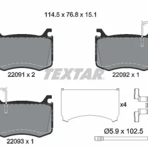Zestaw klocków hamulcowych, hamulce tarczowe TEXTAR 2209101 Oferta limitowana