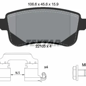 Tylko do końca tygodnia Zestaw klocków hamulcowych, hamulce tarczowe TEXTAR 2210301