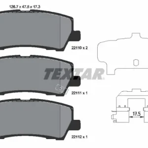 Zestaw klocków hamulcowych, hamulce tarczowe TEXTAR 2211001 Darmowa dostawa
