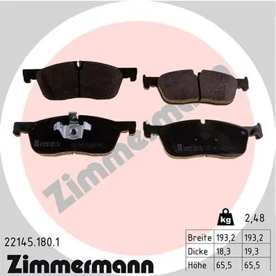 Bezpieczna płatność Zestaw klocków hamulcowych, hamulce tarczowe ZIMMERMANN 22145.180.1