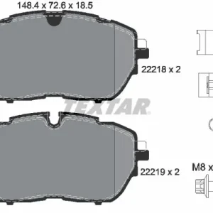 Zestaw klocków hamulcowych, hamulce tarczowe TEXTAR 2221801 Wyprzedaż