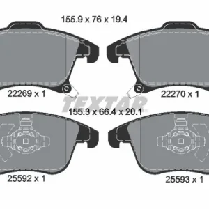 Zestaw klocków hamulcowych, hamulce tarczowe TEXTAR 2226901 Wyjątkowa oferta