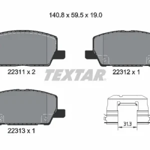 Zestaw klocków hamulcowych, hamulce tarczowe TEXTAR 2231102 Ograniczona ilość