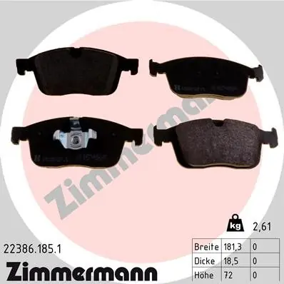 Hit cenowy Zestaw klocków hamulcowych, hamulce tarczowe ZIMMERMANN 22386.185.1