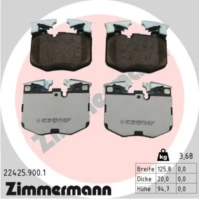 Zniżka Zestaw klocków hamulcowych, hamulce tarczowe ZIMMERMANN 22425.900.1